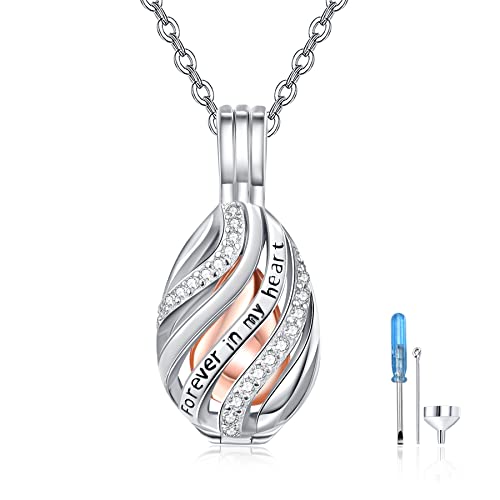 TANGPOET Asche Halskette 925 Sterling Silber Urnenketten für Asche Gedenk Kremation Schmuck Asche Andenken Anhänger Halskette für Herren Damen Männer Haustier von TANGPOET