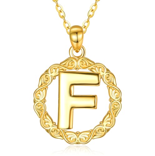 TANGPOET Buchstaben F Halskette für Damen Mädchen 925 Sterling Silber 26 Buchstaben F Anhänger Kette Muttertag Geburtstag Weihnachten Schmuck Geschenke von TANGPOET