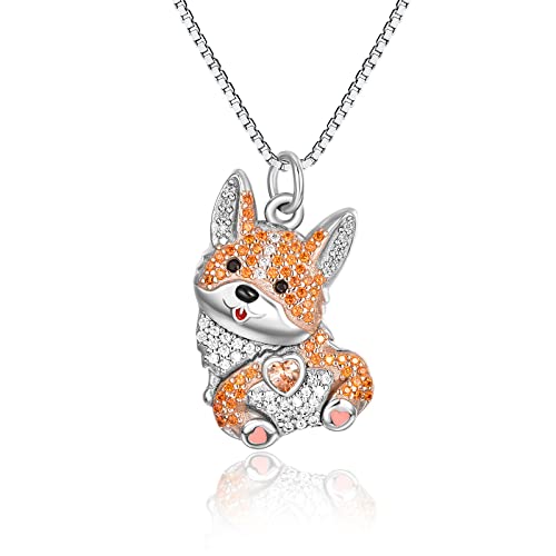 TANGPOET Corgi Geschenke Sterling Silber Corgi Halskette Corgi Hund Anhänger Schmuck Corgi Geschenke für Damen Mutter von TANGPOET