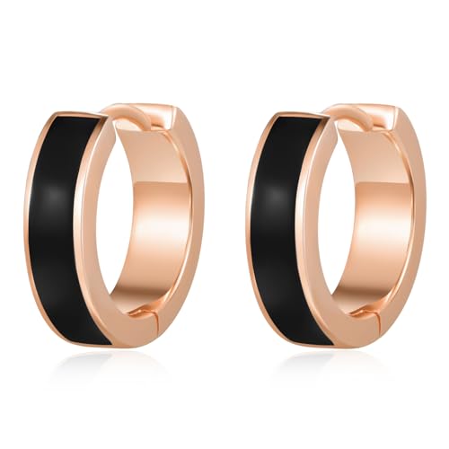 TANGPOET Creolen für Herren Damen 925 Sterling Silber Roségold Kleine Huggie Klappohrringe Hypoallergene Ohrringe Schmuck Valentinstag Geschenke für Jungen Mädchen, 20mm von TANGPOET