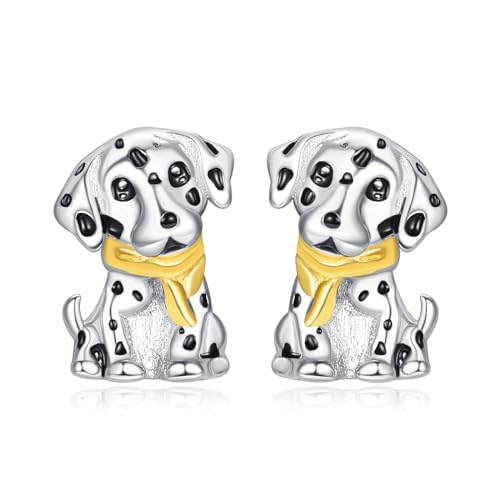 TANGPOET Dalmatiner Ohrringe Stecker für Damen Frauen Mädchen 925 Sterling Silber Hund Ohrstecker Schmuck Geschenke für Hundemama Hundeliebhaber Kinder von TANGPOET