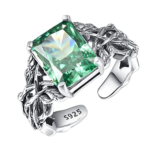 TANGPOET Damen Lebensbaum Ring Silber 925 Baum des Lebens Ring Smaragd Kristall Schmuck Baum des Lebens Geschenke für Frauen Mädchen von TANGPOET