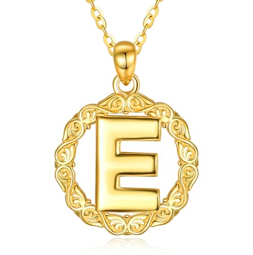 TANGPOET Buchstaben E Halskette für Damen Mädchen 925 Sterling Silber 26 Buchstaben E Anhänger Kette Muttertag Geburtstag Weihnachten Schmuck Geschenke von TANGPOET