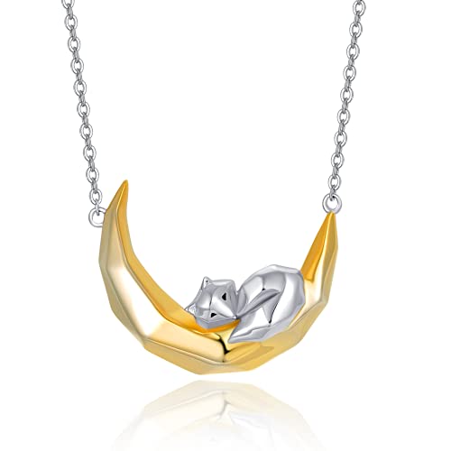 TANGPOET Fuchs Halskette 925 Sterling Silber Kette Niedliche Tier Anhänger Schmuck Geschenk für Damen Ehefrau Tochter von TANGPOET