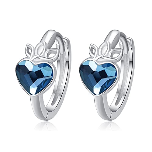 TANGPOET Herz Ohrringe 925 Sterling Silber Obst Herz Kristall Ohrring Klein Creolen Valentinstag Schmuck Geschenke für Frauen Mädchen Damen von TANGPOET