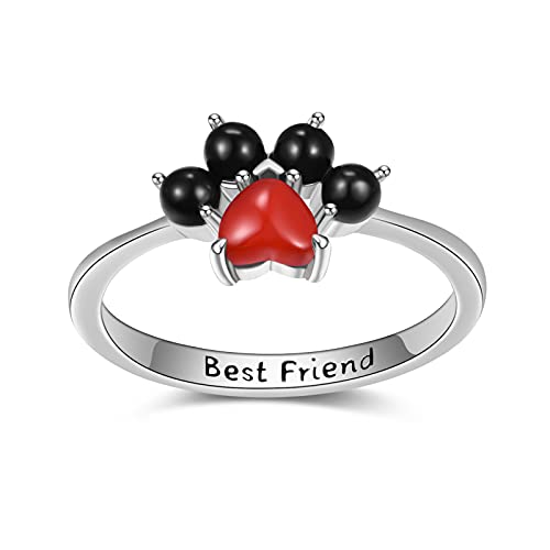 TANGPOET Hund Katze Haustier Pfotenabdruck Ringe 925 Sterling Silber Frauen Ringe Finger Daumen Fußabdruck Ring Party Geburtstag Schmuck Geschenk für Frauen Mädchen Haustierliebhaber von TANGPOET