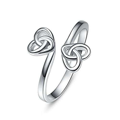 TANGPOET Ringe Frauen Silber 925 Keltischer Knoten Ring Herz Offener Verstellbare Ringe Schmuck Geschenk für Damen Frau von TANGPOET