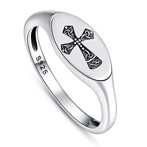 TANGPOET Keltische Knoten ringe Kreuz ring für Damen, Daumen ringe, 925er Sterlingsilber, keltischer Schmuck, Geschenke für Damen und Herren von TANGPOET