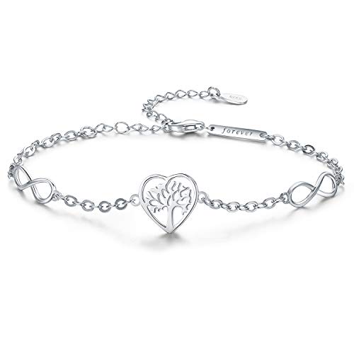 TANGPOET Lebensbaum Armband Sterling Silber 925 Unendlichkeit Armbänder Damen Baum des Lebens Armband Schmuck Geschenk für Frauen Mädchen von TANGPOET