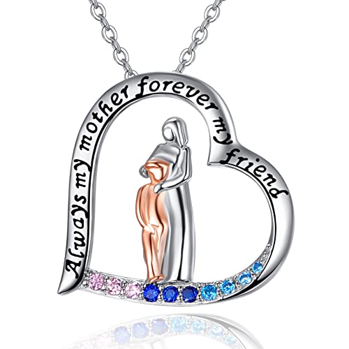 TANGPOET Mutter und Tochter Halskette Sterling Silber Mama Halskette Mama Herz Anhänger Schmuck Muttertag Geburtstag Geschenke für Mama Damen von TANGPOET