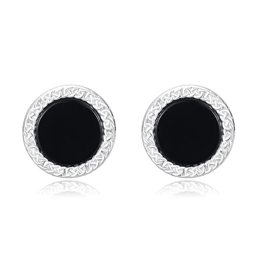 TANGPOET Ohrstecker für Herren Damen 925 Sterling Silber Kleine Hypoallergene Ohrring Schwarz Onyx Ohrringe Schmuck Valentinstag Geschenke für Jungen Mädchen von TANGPOET