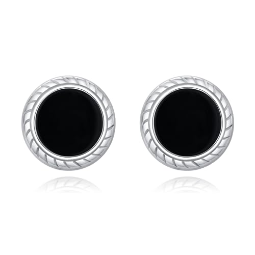 TANGPOET Ohrstecker für Herren Damen 925 Sterling Silber Schwarz Onyx Ohrring Kleine Hypoallergene Ohrringe Schmuck Valentinstag Geschenke für Jungen Mädchen von TANGPOET