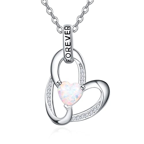 TANGPOET Pochen Opal Halskette Liebesherz Halskette für 925 Sterling Silber Herz Für immer Schmuck Geschenke für sie Freundin Mädchen Mama von TANGPOET