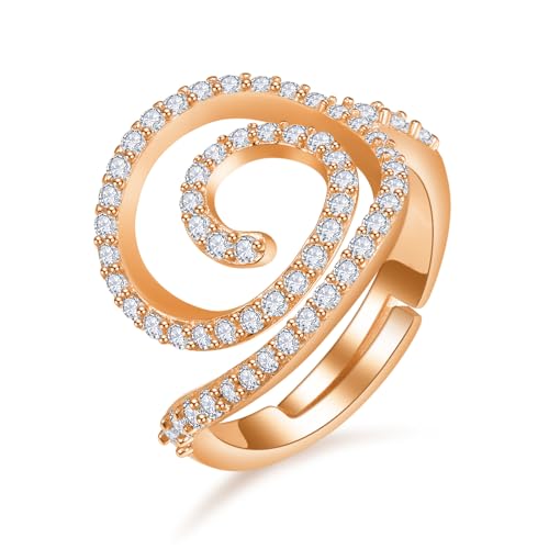 TANGPOET Ringe für Damen 925 Silber Roségold Daumenring Verstellbare Ringe mit Zirkonia Valentinstag Geschenke für Freundin Muttertag Weihnachten Geschenke für Mutter Tochter von TANGPOET