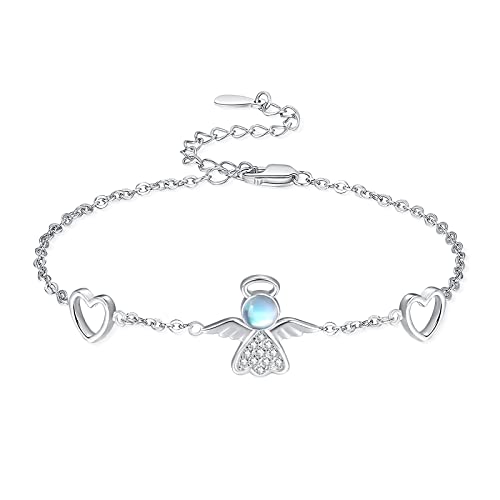 TANGPOET Schutzengel Armbänder für Frauen Engel Armbänder 925 Sterling Silber Armbänder für Frauen Mädchen Engel Schmuck Geschenke Verstellbare Kette von TANGPOET