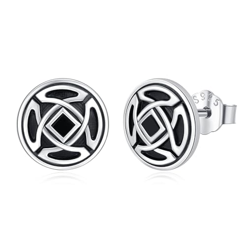 TANGPOET Schwarz Runde Ohrringe 925 Sterling Silber Schwarz Onyx Ohrstecker, Kleine Hypoallergene Ohrringe, Schmuck Geschenke für Frauen Männer von TANGPOET
