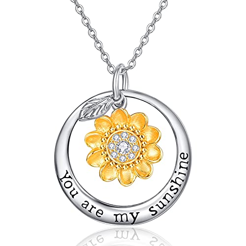 TANGPOET Sonnenblumen Kette Damen Sie Sind Meine Sonnenschein Sonnenblumen Halskette Blume Halskette Anhänger Sonnenblumen Schmuck Geschenk für Frauen Mädchen von TANGPOET