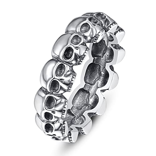 TANGPOET Totenkopf Ringe 925 Sterling Silber Daumenring Gothic Schädel Ring Halloween Schmuck Geschenke für Frauen Männer Jungen Mädchen von TANGPOET