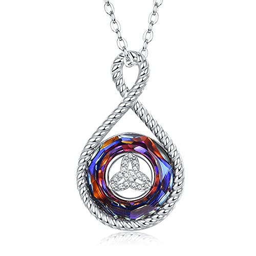 TANGPOET Unendlichkeit Halskette 925 Sterling Silber Kristall Halskette Keltische Knoten Anhänger Halskette Schmuck Geschenke für Frauen Mädchen Freundin von TANGPOET