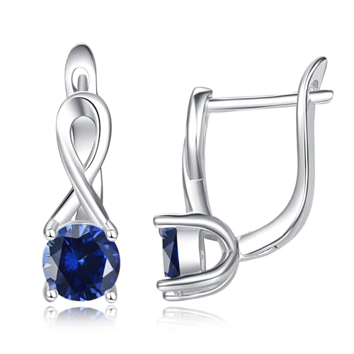 TANGPOET Unendlichkeit Ohrringe 925 Sterling Silber Leverback Creolen mit Zirkonia Geburtsstein Schmuck Geschenke für Frauen, September von TANGPOET