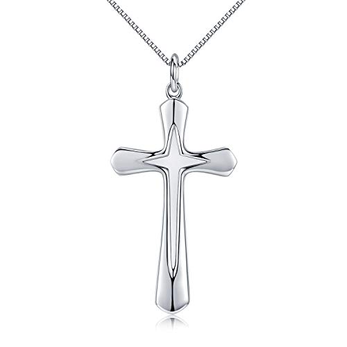 TANGPOET Kreuz Kette Herren 925 Sterling Silber Kreuz Anhänger Halskette Kreuzkette Schmuck Geschenke für Damen Männer von TANGPOET