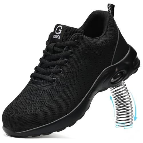 TANIELD Stahlkappenschuhe für Herren, leichte Arbeitsschuhe, Sicherheitsschuhe, luftgepolsterte Stahlkappe, Sneaker, unzerstörbare Stahl-Tenniszehen, Bau, Industrie, Arbeitssicherheits-Sneaker von TANIELD