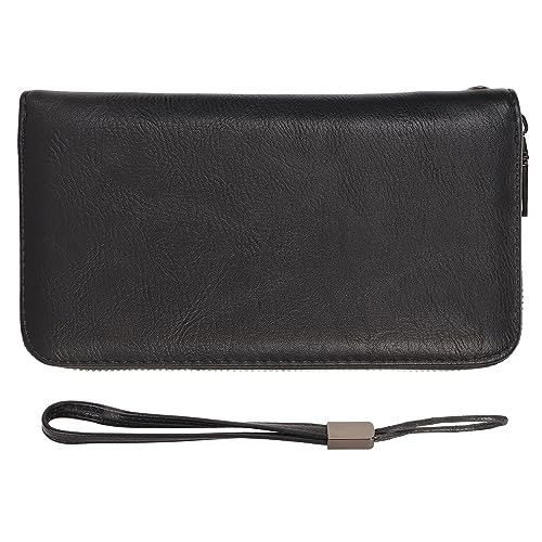 TANIQIACA Leichtes Kreditkartenetui aus PU-Leder mit 36 ​​Kartenfächern, sicherer Blockiertechnologie, langem Reißverschluss und Handschlaufe für einfachen Transport (Black) von TANIQIACA