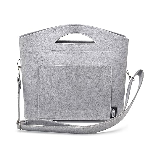 TANNDESIGN Wickeltasche Kinderwagen „Jule“ aus recyceltem Filz – Nachhaltiger Baby Organizer, Windeltasche & Babytasche - Baby Umhängetasche mit Wickelunterlage & Getränkehalter – 17L von TANNDESIGN