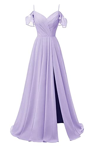 TANPAUL V-Ausschnitt Brautjungfernkleiderer Chiffon Spaghettiträger Abendkleid mit Schlitz Navy 34 von TANPAUL