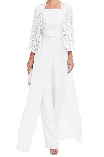 TANPAUL 3 Stücke Hosenanzug Damen für Hochzeit - Chiffon Brautmutterkleid mit Jacke Festliche Partykleid von TANPAUL