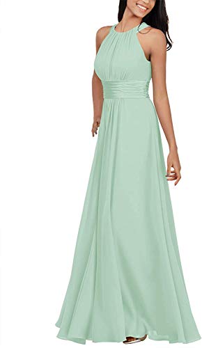 TANPAUL Chiffon Abendkleider A-Linie Brautjungfernkleider Cocktailkleid Festkleider Minze 38 von TANPAUL