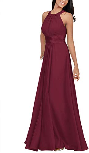 TANPAUL Chiffon Abendkleider A-Linie Brautjungfernkleider Cocktailkleid Festkleider Weinrot 34 von TANPAUL