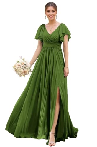 TANPAUL Abendkleider Damen Lang Chiffon - Brautjungfernkleider A-Linie Hochzeitsgast Kleid Große Größe Jäger Grün 58 TANPAUL Abendkleider Damen Lang Chiffon - Brautjungfernkleider A-Linie Hochzeitsgast Kleid Große Größe Jäger Grün 58 von TANPAUL