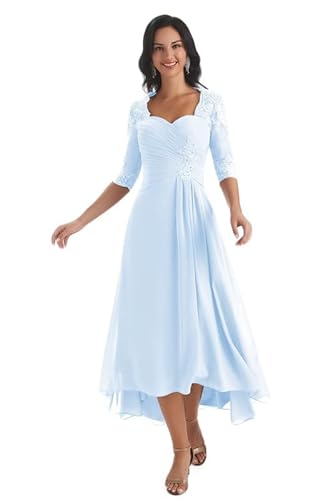TANPAUL Brautmutterkleider Lang Spitzen Vokuhila Abendkleid Formell Hochzeit Partykleid Hellblau 44 TANPAUL Brautmutterkleider Lang Spitzen Vokuhila Abendkleid Formell Hochzeit Partykleid Hellblau 44 von TANPAUL