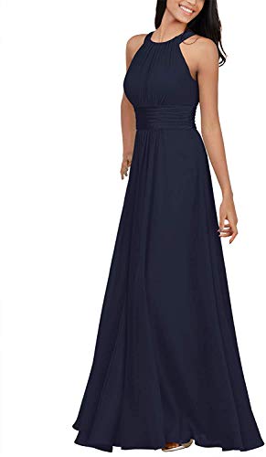 TANPAUL Chiffon Abendkleider A-Linie Brautjungfernkleider Cocktailkleid Festkleider Marinablau 32 von TANPAUL