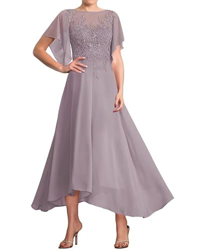 TANPAUL Chiffon Brautmutterkleider Spitze Applikationen Abendkleider mit Flatterärmel Mauve 50 TANPAUL Chiffon Brautmutterkleider Spitze Applikationen Abendkleider mit Flatterärmel Mauve 50 von TANPAUL