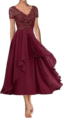 TANPAUL Chiffon Brautmutterkleider V-Ausschnitt Spitze Applikationen Abendkleider Burgund 40 TANPAUL Chiffon Brautmutterkleider V-Ausschnitt Spitze Applikationen Abendkleider Burgund 40 von TANPAUL
