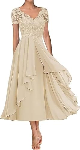 TANPAUL Chiffon Brautmutterkleider V-Ausschnitt Spitze Applikationen Abendkleider Champagner 54 TANPAUL Chiffon Brautmutterkleider V-Ausschnitt Spitze Applikationen Abendkleider Champagner 54 von TANPAUL