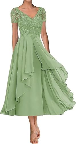 TANPAUL Chiffon Brautmutterkleider V-Ausschnitt Spitze Applikationen Abendkleider Sage 42 TANPAUL Chiffon Brautmutterkleider V-Ausschnitt Spitze Applikationen Abendkleider Sage 42 von TANPAUL