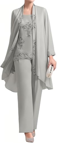 TANPAUL Damen 3 Stück Hosenanzug Festlicher Hochzeitsgast Kleid Hose Set Langarm Spitze Elegant Abendanzug von TANPAUL