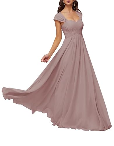 TANPAUL Brautjungfernkleider Herzausschnitt Damen - Elegante Chiffon Abendkleider Rüschen Langes Hochzeitsgastkleid von TANPAUL