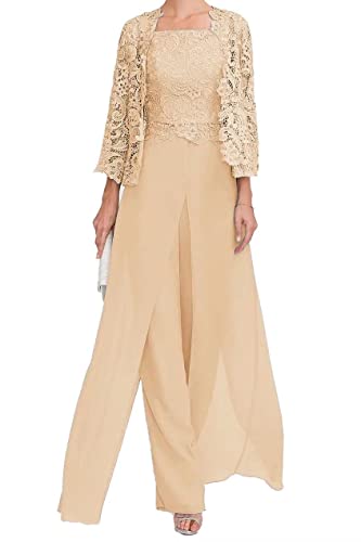TANPAUL 3 Stücke Hosenanzug Damen für Hochzeit - Chiffon Brautmutterkleid mit Jacke Festliche Partykleid von TANPAUL
