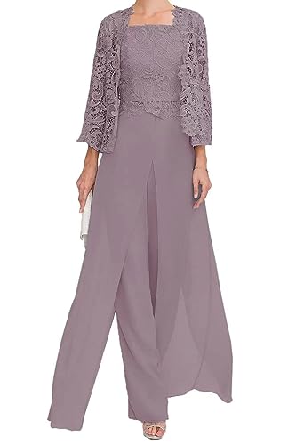 TANPAUL Spitzen Hosenanzug Damen Hochzeit - Chiffon Brautmutter Kleid mit Jacke Formell Abendanzug von TANPAUL