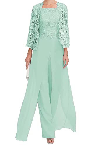TANPAUL Hosenanzug Damen Festlich Elegant - 3 Teilig Spitzen Oberteile Abendkleid Lang Hochzeitsgast Kleid mit Jacke von TANPAUL