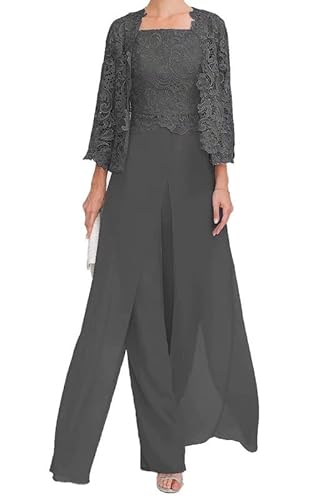 TANPAUL Mutter des Bräutigams Hosenanzug - Spitzen Chiffon Brautmutter Kleid mit Jacke Formell Abendanzug von TANPAUL