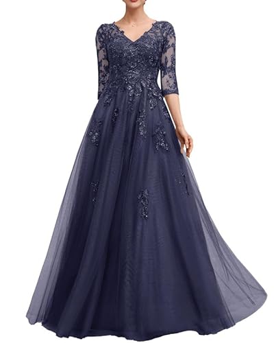 TANPAUL Damen Tüll Lange Abendkleider - Elegant Spitze Hochzeitsgäste V-Ausschnitt Brautmutter Partykleid Maxi Kleider Stürmisch 56 TANPAUL Damen Tüll Lange Abendkleider - Elegant Spitze Hochzeitsgäste V-Ausschnitt Brautmutter Partykleid Maxi Kleider Stürmisch 56 von TANPAUL