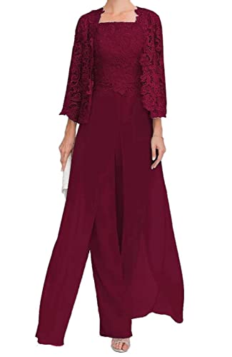 TANPAUL Hosenanzug Damen Festlich Elegant - 3 Teilig Spitzen Oberteile Abendkleid Lang Hochzeitsgast Kleid mit Jacke von TANPAUL