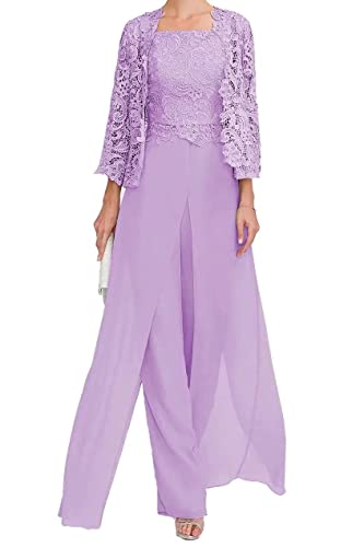 TANPAUL Mutter des Bräutigams Hosenanzug - Spitzen Chiffon Brautmutter Kleid mit Jacke Formell Abendanzug von TANPAUL