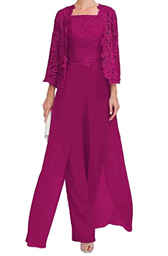 TANPAUL Hosenanzug Damen Festlich Hochzeit - Chiffon mit Jacke Festliche Hochzeitsgast Kleid mit 3/4 Ärmel von TANPAUL