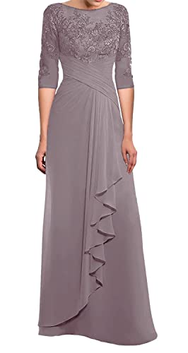 TANPAUL Lang Spitzen Chiffon Brautmutterkleid Halbarm Elegant Abendkleid Gast Kleid Mauve 40 TANPAUL Lang Spitzen Chiffon Brautmutterkleid Halbarm Elegant Abendkleid Gast Kleid Mauve 40 von TANPAUL